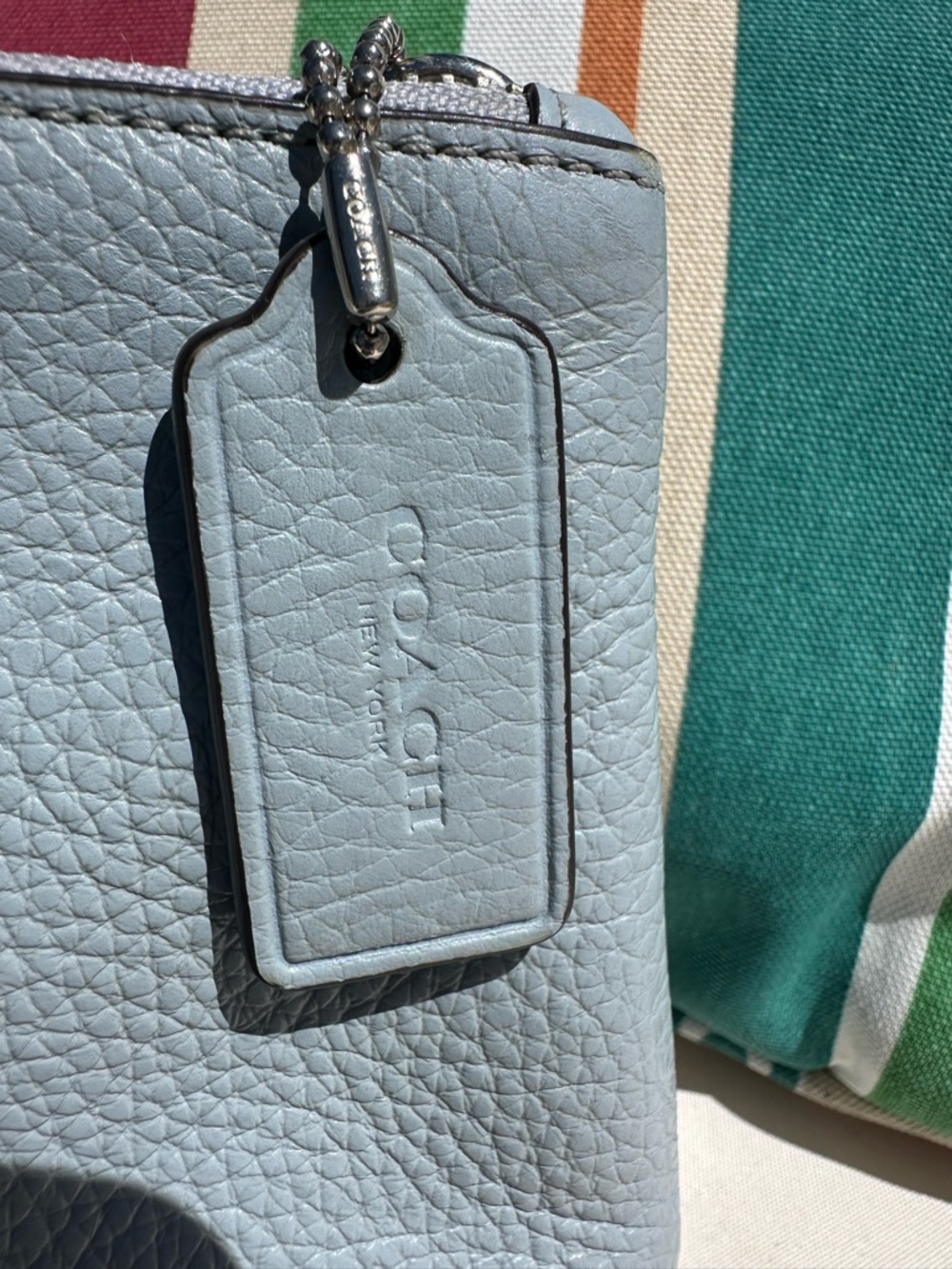 Coach Light Blue Pebbled Leather Crossbody Bag with Silver Hardware - Picture 3 of 9